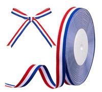 Gulfmew 15 mm x 30 yards Ruban Bleu Blanc Rouge Drapeau Français Ruban Tricolore Bobine Décorative pour l'Artisanat Décoration DIY Emballa Cadeau Médaille Mariage Fête Nationale Supercoupe d'Europe