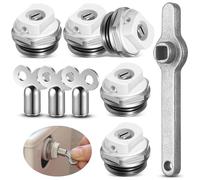 Gulfmew Pack de 5 Purgeurs de Radiateur avec 3 Clés de Purge de Radiateur et 1 Poignée d'Aération de Radiateur, Touche de Chauffage Soupape de Ventilation du Chauffage Poignée de Ventilation