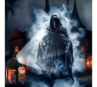 Gulfmew Projecteur d'Halloween extérieur intérieur dynamique fantôme crâne lumières décoration extérieur lampe de paysage LED pour vacances jardin fournitures (blanc)