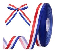 Gulfmew Ruban Tricolore Bleu Blanc Rouge Ruban Drapeau Français pour Emballage Cadeau Bricolage DIY Supercoupe CDM Médaille Décoration Mariage Fête Nationale (France, 1,5 cm x 41 m, Satin)