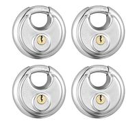 Guliffen Cadenas à disque à clés identiques, cadenas à disque en acier inoxydable avec clé pour unité de rangement, abris de jardin, garages et remorques, lot de 4 serrures avec clés