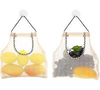 Gulili Lot de 2 sacs de rangement en maille à suspendre, réutilisables et portables en maille pour oignons, pommes de terre, beige, Fashing