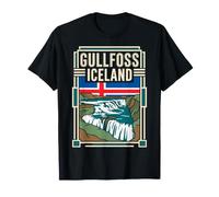 Gullfoss Drapeau de l'Islande Cascade Cercle d'or Art Vintage T-Shirt