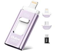 Gulloe Clé USB 256 Go à double interface pour stockage de téléphone, photos et vidéos, sans application, compatible avec iPhone, iPad, Android et PC (violet clair)