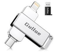 Gulloe Clé USB 256 Go pour iPhone, stockage de photos et vidéos, compatible avec iPhone, iPad, Android, PC, Plug and Play, aucune application requise (argenté)