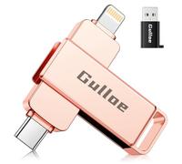 Gulloe Clé USB 256 Go pour iPhone, stockage de photos et vidéos, compatible avec iPhone, iPad, Android, PC, Plug and Play, aucune application requise (or rose)