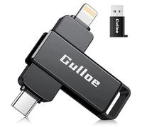 Gulloe Clé USB 512 Go pour iPhone, stockage de photos et vidéos, compatible avec iPhone, iPad, Android, PC, Plug and Play, aucune application requise (gris métal)
