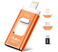 Gulloe Clé USB externe à double interface pour stockage de téléphone, photos, vidéos, sans application, compatible avec iPhone, iPad, Android et PC (orange foncé)
