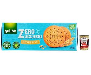 Gullón Digestive Biscotti Integrali Zero Zuccheri, biscuits à grains entiers avec édulcorants sans sucre, paquet de 400 g + boîte italienne Gourmet Polpa di Pomodoro 400 g