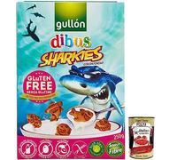 Gullón Gluten Free Sharkies Dibus Biscuits pour enfants sans gluten 250 g + boîte de 400 g