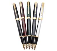 Gullor 5 pièces plume métal classique B388, stylos cadeaux avec des convertisseurs, 5 couleurs différentes