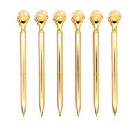 Gullor 6 Pieces Black Ink Pens Diamond Ball Medium Point Ballpoint Pens, Gold