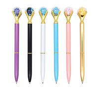Gullor 6 Pieces Black Ink Pens Diamond Ball Medium Point Ballpoint Pens, Multicolored
