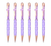 Gullor 6 Pieces Black Ink Pens Four-leaf clover crystal pen Medium Point Ballpoint Pens, Purple