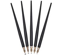 Gullor Ensemble de stylos de calligraphie en bois avec 5 tailles de pointes pour manga, bande dessinée, mot, stylo et dessin à l'encre - Noir