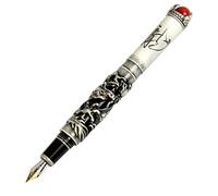 Gullor JinHao Antique style dragon style Stylo plume 3D taillé avec perle rouge, bout moyen, noir