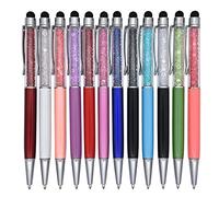Gullor Lot de 12 stylos à bille 2 en 1 avec strass et encre noire, multicolore A