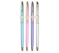 Gullor Lot de 4 stylos à bille tendance trèfle à quatre feuilles, stylo d'écriture lisse, idéal pour planificateur, journal, bureau et école, multicolore B