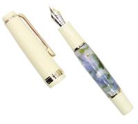 Gullor Mini stylo plume avec bordure dorée, stylo de poche en acrylique, pointe extra fine (0,38 mm) - Bleu vert