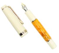 Gullor Mini stylo plume avec bordure dorée, stylo de poche en acrylique, pointe fine (0,5 mm) - Orange