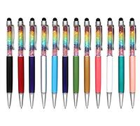 Gullor Stylo à bille rétractable 2 en 1 avec strass et écran tactile pour tablette, téléphone - Lot de 12