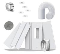 Gulrear Joint kit fenetre pour climatiseur mobile 240cm-6 Panneaux Coul.Réglables, Raccord Universel13/15cm + Tuyau Φ13cm, Iso. & Évac., filtre écran, Porte/Fen Coul., Inst. Sans Outil