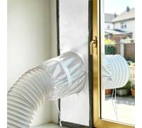 gulrear Kit de joint d'aération portable pour climatiseur 25,4 x 248,9 cm Haute densité 420D portable pour appartement, terrasse, porte, curseur, couche argentée réfléchissante à la chaleur, avec bloc