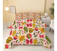 GULUZAI Couette 90x190 Beige, Nouvelle Année Enfant Imprimée en Microfibre Doux Touch, Chaude 1 Personne Hiver Réversible avec 2 Taies d'Oreiller 65x65 cm, Cloche