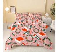 GULUZAI Couette Rose 90x190 pour Fille - Microfibre Douce et Chaude, Réversible pour Hiver - 1 Personne avec 2 Taies d'Oreiller 65x65 cm, Motif Guirlande