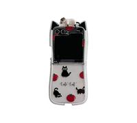 GULVQYF Coque avec motif chaton mignon de dessin animé pour Samsung Galaxy Z Flip 7, coque de téléphone amusante et créative avec oreilles de chat Galaxy Z Flip 7 FE pour filles et garçons (Z Flip 7