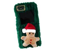 GULVQYF Coque de protection style Noël pour Samsung Galaxy Z Flip 6 7, coque de protection en peluche Galaxy Z Flip7 FE avec motif pain d'épice pour filles et garçons (Z Flip 6, vert)