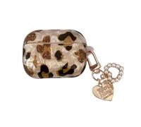 GULVQYF Coque pour écouteurs tendance pour Airpods Pro 3 (version 2025), coque de protection de luxe à imprimé léopard pour Airpod Pro 3ème génération avec breloque perle pour filles et femmes (A)