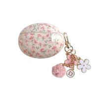 GULVQYF Coque pour Huawei Freebuds 6i avec chaîne, belle fleur anti-chute protection complète écouteurs, coque souple pour femmes féminines (rose)
