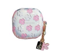 GULVQYF Coque pour Samsung Galaxy Buds FE avec chaîne, motif floral transparent, coque de protection antichoc pour Galaxy Buds 2 Pro/2/Pro/live (rose)