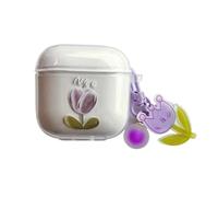 GULVQYF Coque transparente pour Huawei Freebuds SE 2, motif floral créatif résistant aux chocs, coque de protection complète pour filles et femmes (violet)