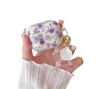 GULVQYF Étui pour AirPods 4, transparent pour AirPod 4e génération, coque de protection à fleurs mignonnes pour femme et fille avec porte-clés nacré pour AirPods 4, 2024 (A)