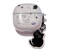 GULVQYF Jolie coque pour Redmi Buds 8 Active, coque de protection transparente antichoc avec porte-clés, coque de casque souple pour filles et garçons (chat)