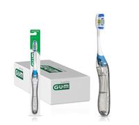 GUM 153PQA Lot de 12 brosses à dents de voyage pliantes compactes + nettoyeur de langue Poils doux Échantillon professionnel
