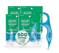 GUM Advanced Care Lot de 4 paquets de 150 fils dentaires pour adultes avec vitamine E et fluorure - Fil dentaire extra résistant à la déchiquetage, poignée facile à saisir, saveur menthe fraîche