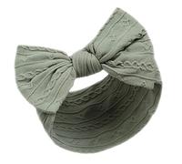 Gum & Berries Bandeau pour bébé fille avec nœud de câble perforé, doux au toucher, style espagnol, vert sauge, nouveau-né - 12 mois