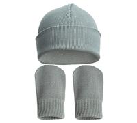 Gum & Berries Bonnet tricoté pour bébé, Mitaines pour garçons et Filles, Bonnet Chaud côtelé d'hiver, Mitaines rayées en Tricot torsadé pour garçon et Fille, Vert Sauge, Nouveau-né - 12 Mois
