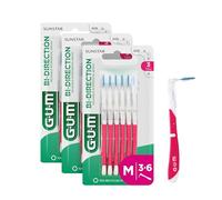GUM BI-DIRECTION Brossettes interdentaires orientables en 2 positions | Positionnement à 90 degrés | Nettoyage des dents et élimination de la plaque dentaire | 1.2mm, ISO 3 | Taille M | Lot de 3x6