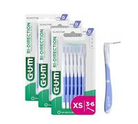 GUM BI-DIRECTION Brossettes interdentaires orientables en 2 positions | Positionnement à 90 degrés | Nettoyage des dents et élimination de la plaque dentaire | 0.6mm, ISO 0 | Taille XS | Lot de 3x6
