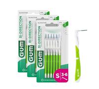 GUM BI-DIRECTION Brossettes interdentaires orientables en 2 positions | Positionnement à 90 degrés | Nettoyage des dents et élimination de la plaque dentaire | 0.7mm, ISO 1 | Taille S | Lot de 3x6