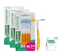 GUM BI-DIRECTION Brossettes interdentaires orientables en 2 positions | Positionnement à 90° | Nettoyage des dents et élimination de la plaque dentaire | 1.4mm, ISO 4 | Taille M | Lot 3x6 + 1 bonus