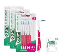 GUM BI-DIRECTION Brossettes interdentaires orientables en 2 positions | Positionnement à 90° | Nettoyage des dents et élimination de la plaque dentaire | 1.2mm, ISO 3 | Taille M | Lot 3x6 + 1 bonus