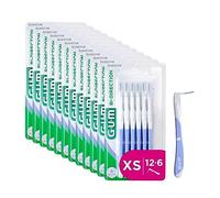 GUM BI-Direction Lot de 12 brosses interdentaires à deux positions avec poils antibactériens, positionnement à 90 degrés, nettoyage des dents et élimination de la plaque dentaire 0,6 mm, ISO 0