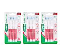 GUM Bi-Direction Lot de 3 paquets de 6 brossettes interdentaires Rose vif (sapin) 1,2 mm