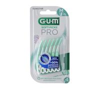 GUM Brosse dents Soft-Picks PRO Moyen, 12 brossettes, Vert, Manuel, Brossettes specialisees et action de nettoyage avancee