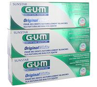 Dentifrice - Gum - Original White - Lot de 3 x 75ml - Élimine les colorations - Renforce les gencives